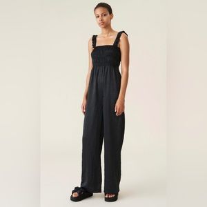 Ganni black crinckle jumpsuit, size 36
